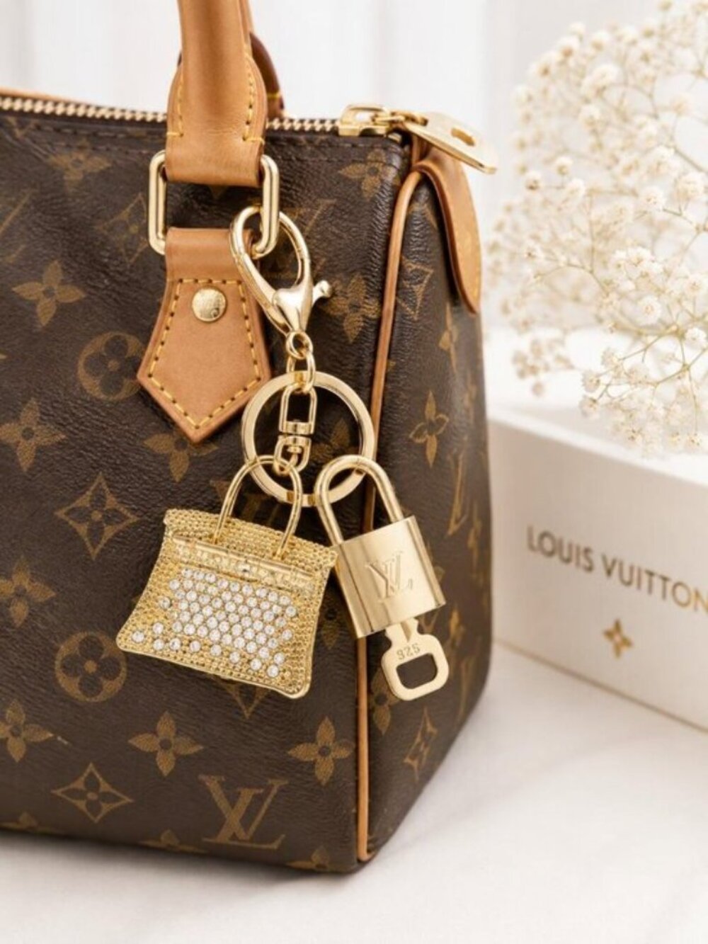 Louis Vuitton Gold Padlock 🔒 Key Set Authentic LV w/ Unbranded Bag Keychain